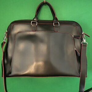 Lodis Audrey Brera Briefcase Black With Red Trim & Computer Compartment NEW